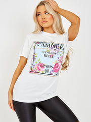 Floral L'Amour Graphic Printed T-Shirt