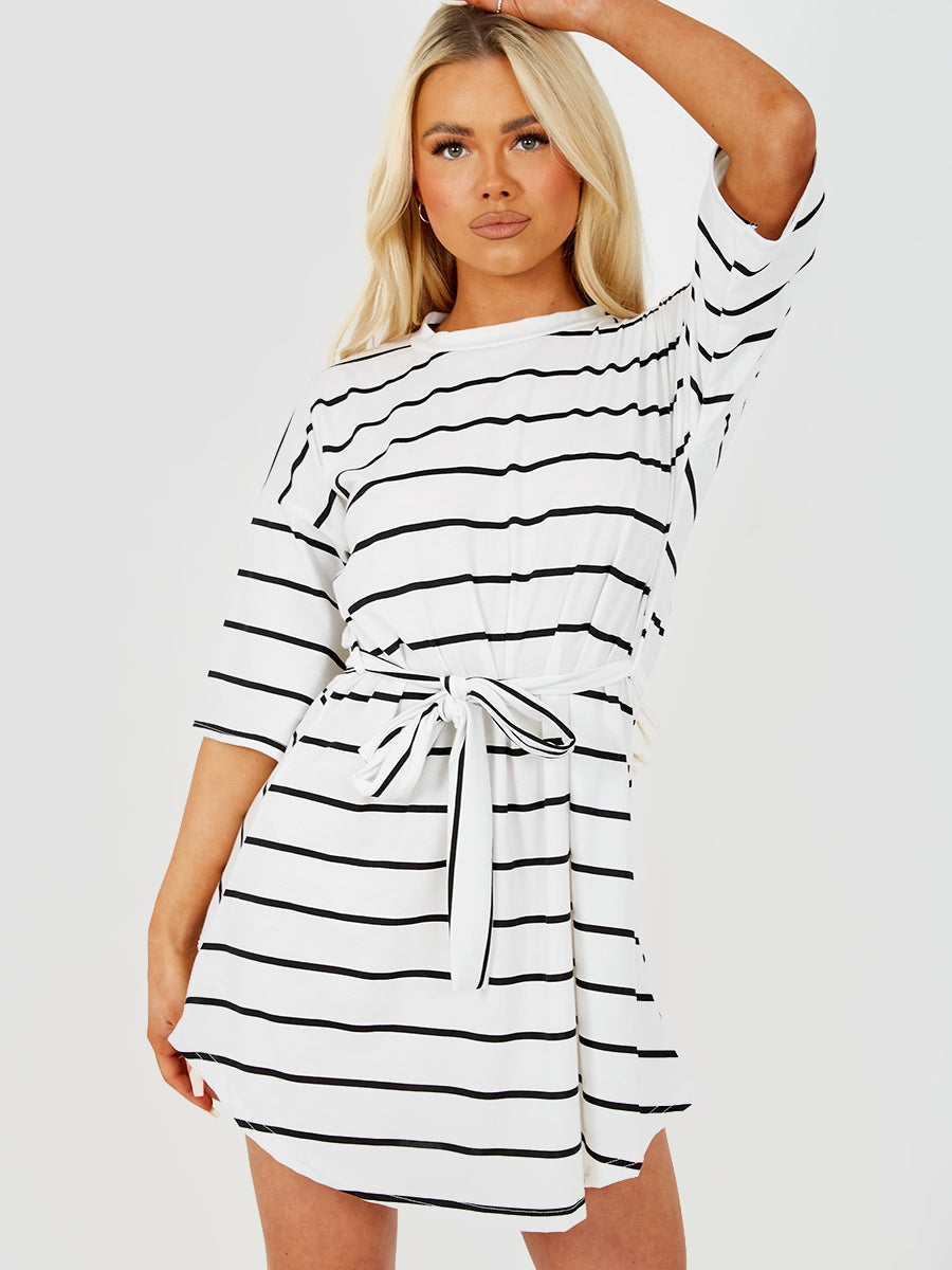 Wholesale Striped Belted T-Shirt Dress Stylewise Direct Wholesale Striped Belted T-Shirt Dress Stylewise Direct