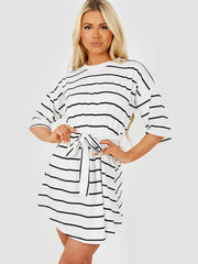 Striped Belted T-Shirt Dress