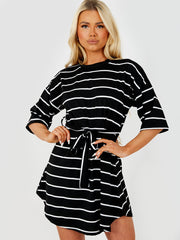 Striped Belted T-Shirt Dress