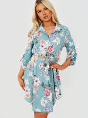 Kettingdetail bloemenprint mini -jurk