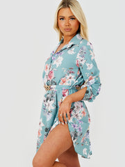 Kettingdetail bloemenprint mini -jurk