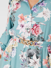Kettingdetail bloemenprint mini -jurk