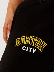 Boston geborduurd fleece joggers