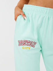 Boston geborduurd fleece joggers