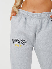 Boston geborduurd fleece joggers