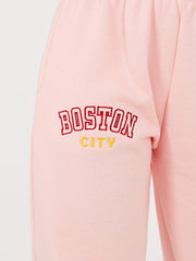 Boston geborduurd fleece joggers