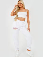 Boston geborduurd fleece joggers