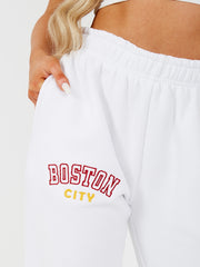 Boston geborduurd fleece joggers