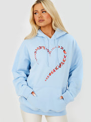 Sudadera con capucha gráfica de mariposa corazón
