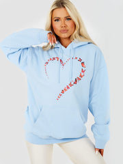 Sudadera con capucha gráfica de mariposa corazón
