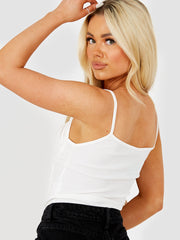 Seam Detail Lettuce Frill Bust Cami Top