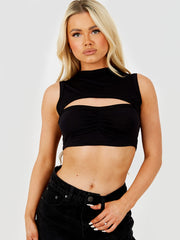 Knip de voorste ruches crop top