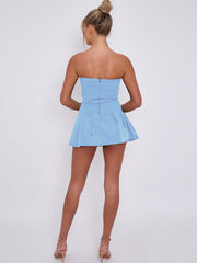 Bandeau Buckle Detail Pleated Mini Skort Dress