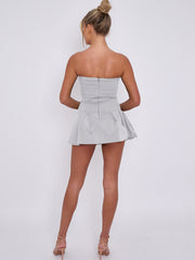 Bandeau Buckle Detail Pleated Mini Skort Dress