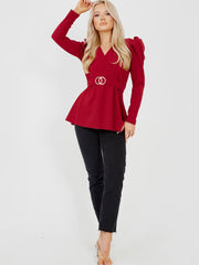 Double Ring Wrap Front Belted Top