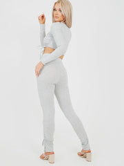 Double Ruched Crop Top & Trouser Ribbed Co-ord