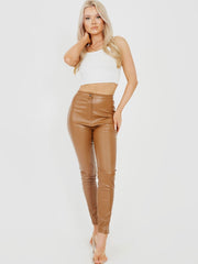 High Waist PU Trouser