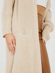 Longline Knitted Open Cardigan