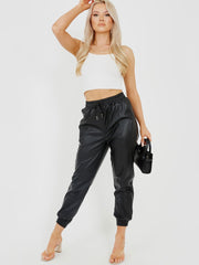 Faux Leather PU Jogger Trousers