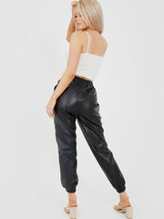Faux Leather PU Jogger Trousers