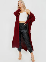 Longline Knitted Open Cardigan