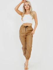 Faux Leather PU Jogger Trousers