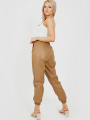 Faux Leather PU Jogger Trousers