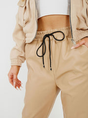 Faux Leather PU Jogger Trousers