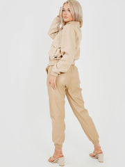 Faux Leather PU Jogger Trousers
