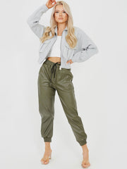 Faux Leather PU Jogger Trousers
