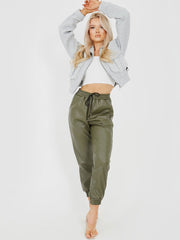 Faux Leather PU Jogger Trousers
