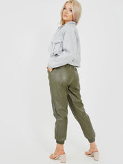 Faux Leather PU Jogger Trousers