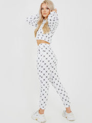 Square Check Cropped Hoodie & Trouser Co-ord