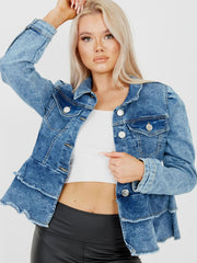 Rüschensaum ausgestattete Denimjacke