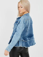 Rüschensaum ausgestattete Denimjacke