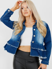 Rüschensaum ausgestattete Denimjacke