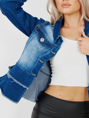 Rüschensaum ausgestattete Denimjacke
