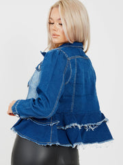 Rüschensaum ausgestattete Denimjacke