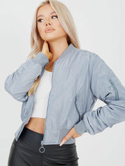 Pull-Ring Zip-Up Bomber Jacket