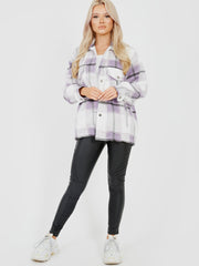 Classic Thick Colour Block Checked Shirt Jacket Shacket