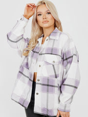Classic Thick Colour Block Checked Shirt Jacket Shacket