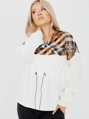 Brown Check Drawstring Top