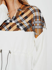 Brown Check Drawstring Top