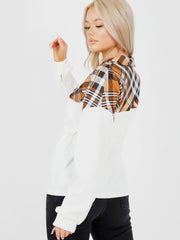Brown Check Drawstring Top