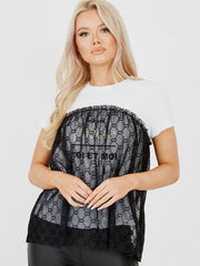 Flocked Mesh Overlay J'adore Top
