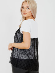 Flocked Mesh Overlay J'adore Top