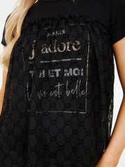 Flocked Mesh Overlay J'adore Top