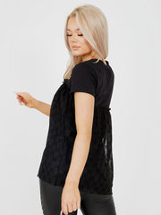 Flocked Mesh Overlay J'adore Top