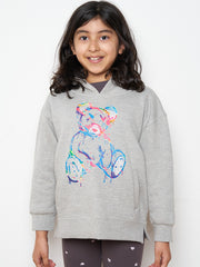 Kids Colour Drip Teddy Graphic Print Hoodie